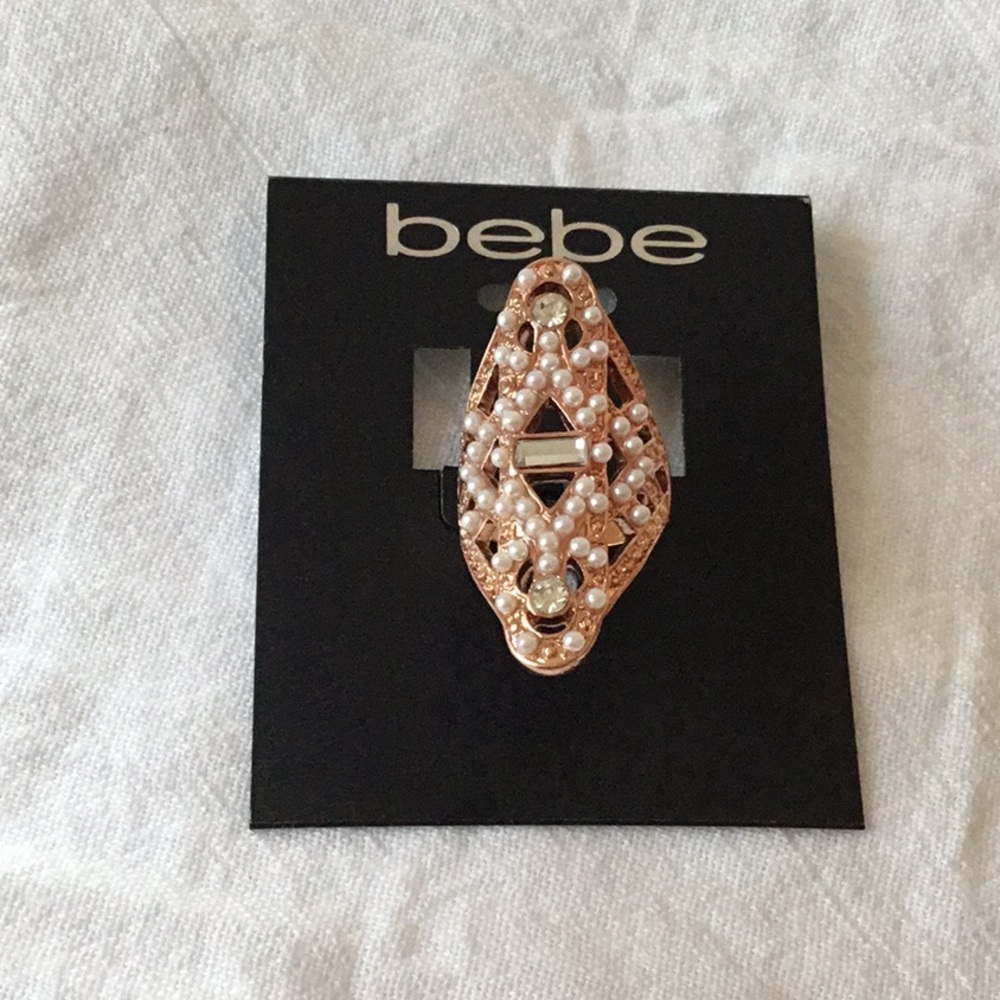 BEBE Rose Gold & Pearl RING - Picture 1 of 4